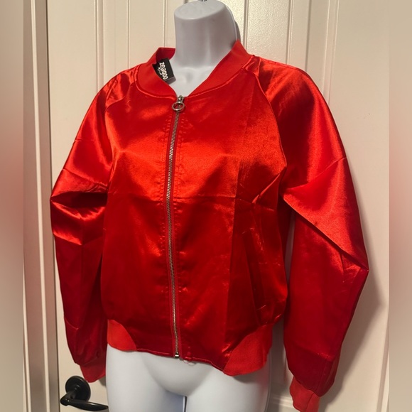 NWT Bomber Red Lightweight Zip Up Jacket Casual Striped Jacket, Size Smalll - Picture 5 of 10